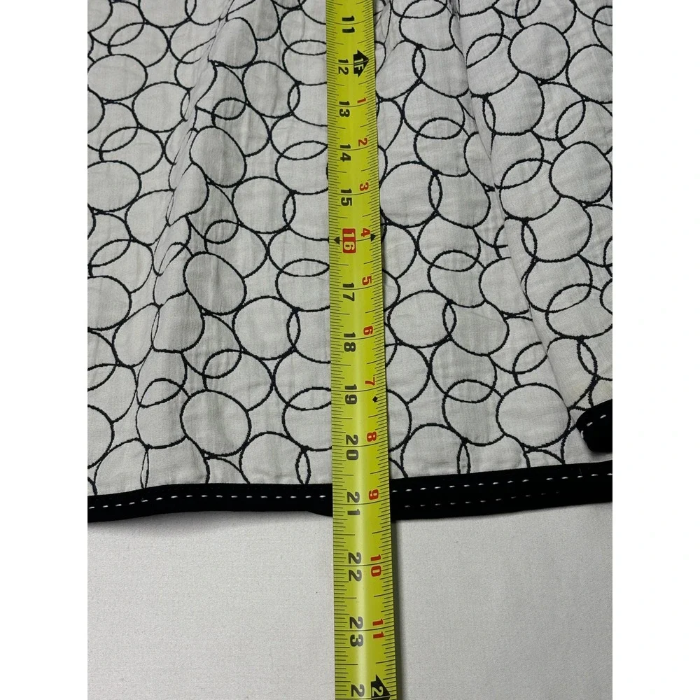 Louben Women's Size 8 Black White Circle Print‎ Collarless Jacket Blazer